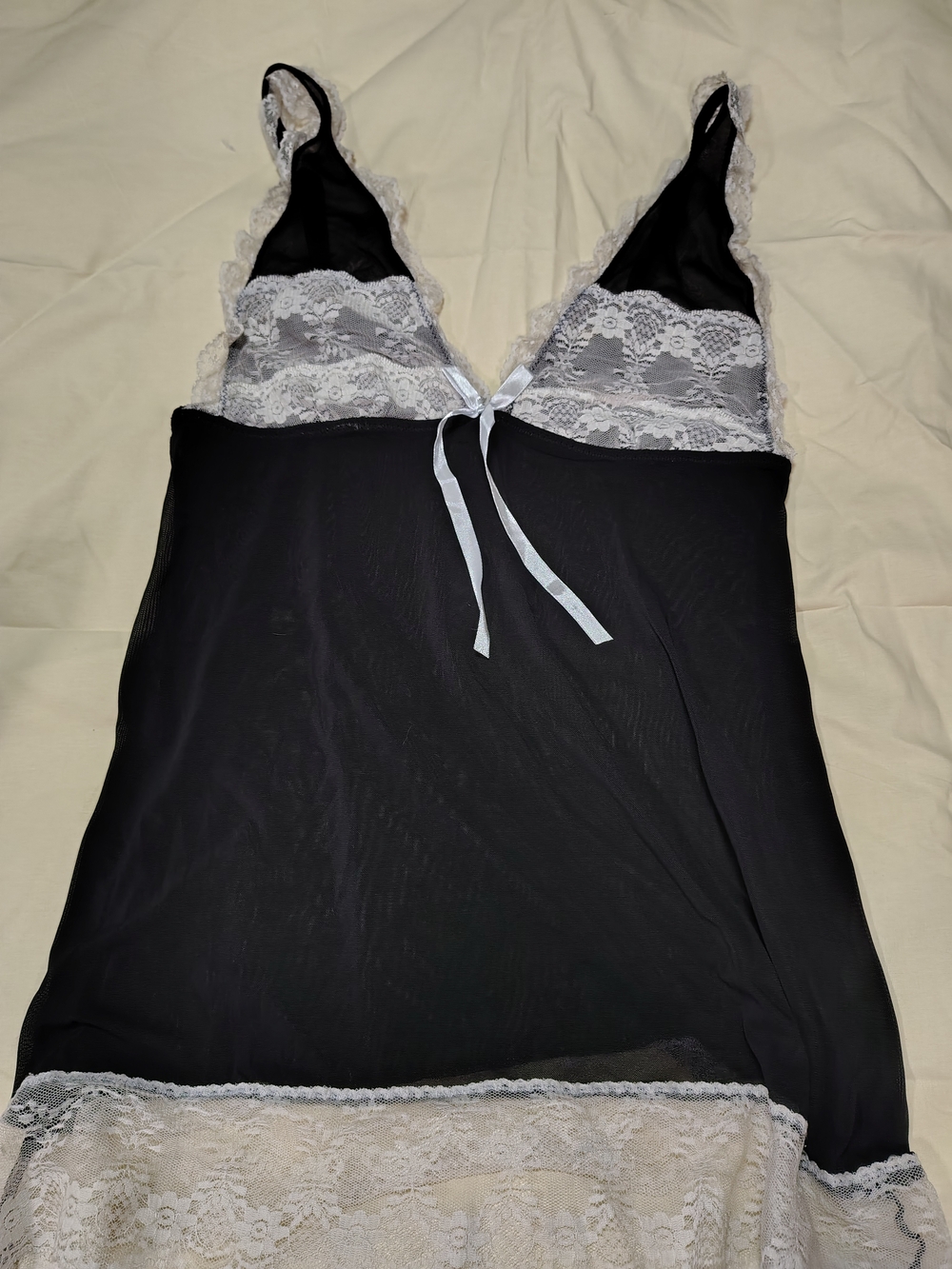 Black Chemise with White Lace Accents